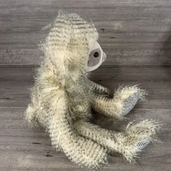 Sloth Plush Stuffed Animal Toy Fuzzy Hairy Brown Beige Patterned Paws Marshalls - Picture 2 of 11